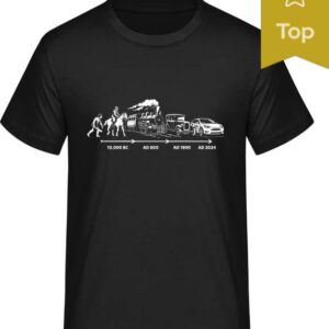 Evoluce pokračuje. Od lovce mamutů až k řidiči Tesly ⚡ Tričko pro ty, kteří chápou vývoj technologií.